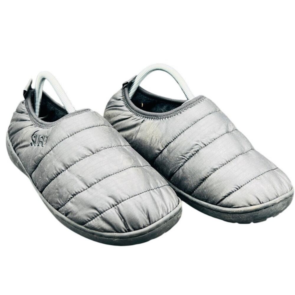 Subu Quilted Padded Winter Slipper Gray Size 6.5-7.5 Indoor Outdoor Cozy Camp